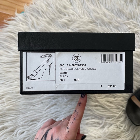 Chanel Vintage Slingback Classic Mary Jane Open Toe Lucite Nail Heel Shoes 36.5 - Picture 12 of 12